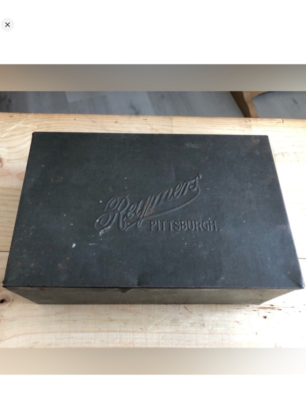 Antique Rare Rustic Reymer’s Pittsburg Advertising Candy Tin Box
